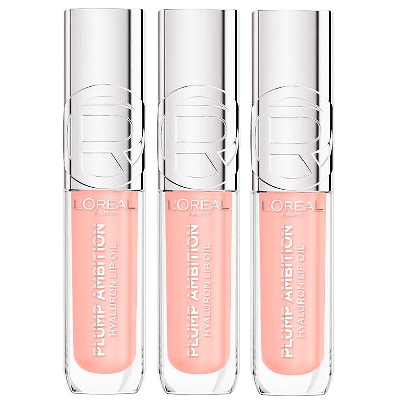 3x L'Oreal Paris Plump Ambition Hyaluron Lip Oil 201 Milky Nu 5ml