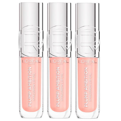3x L'Oreal Paris Plump Ambition Hyaluron Lip Oil 201 Milky Nu 5ml