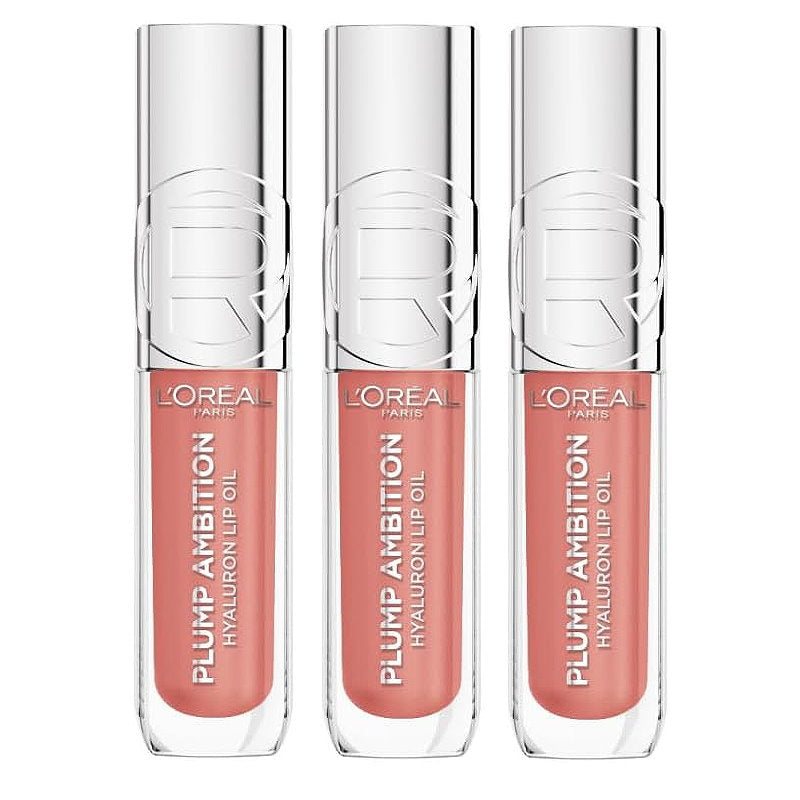 3x L'Oreal Paris Plump Ambition Hyaluron Lip Oil 601 Worth It 5ml