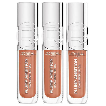 3x L'Oreal Paris Plump Ambition Hyaluron Lip Oil 641 Latte Glace 5ml