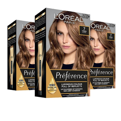 3x L'Oreal Paris Preference Permanent Hair Colour 7 Vienna Blonde