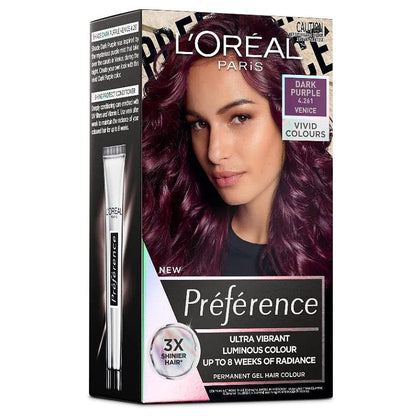 6x L'Oreal Paris Preference Vivids Permanent Hair Colour 4.261 Dark Purple