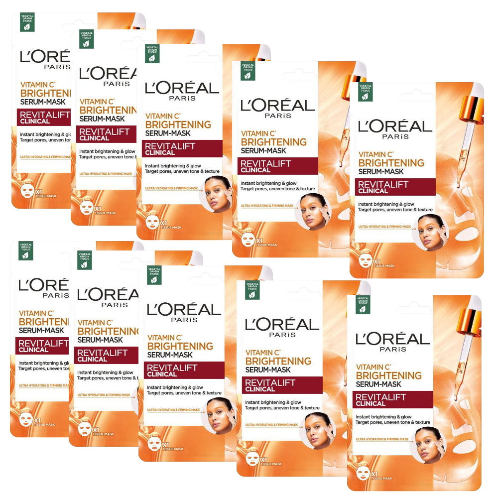 10x L'Oreal Paris Revitalift Clinical Vitamin C Brightening Serum Sheet Mask