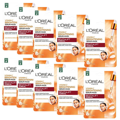 10x L'Oreal Paris Revitalift Clinical Vitamin C Brightening Serum Sheet Mask