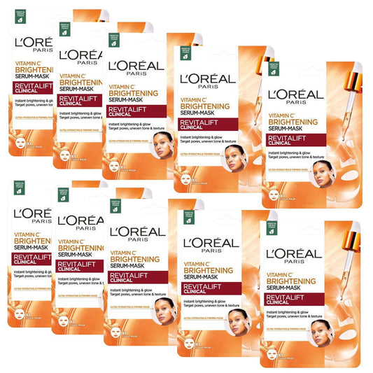 10x L'Oreal Paris Revitalift Clinical Vitamin C Brightening Serum Sheet Mask