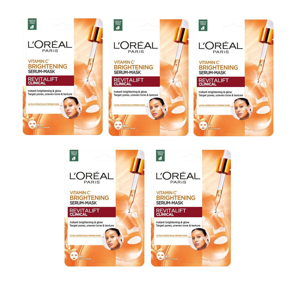 5x L'Oreal Paris Revitalift Clinical Vitamin C Brightening Serum Sheet Mask