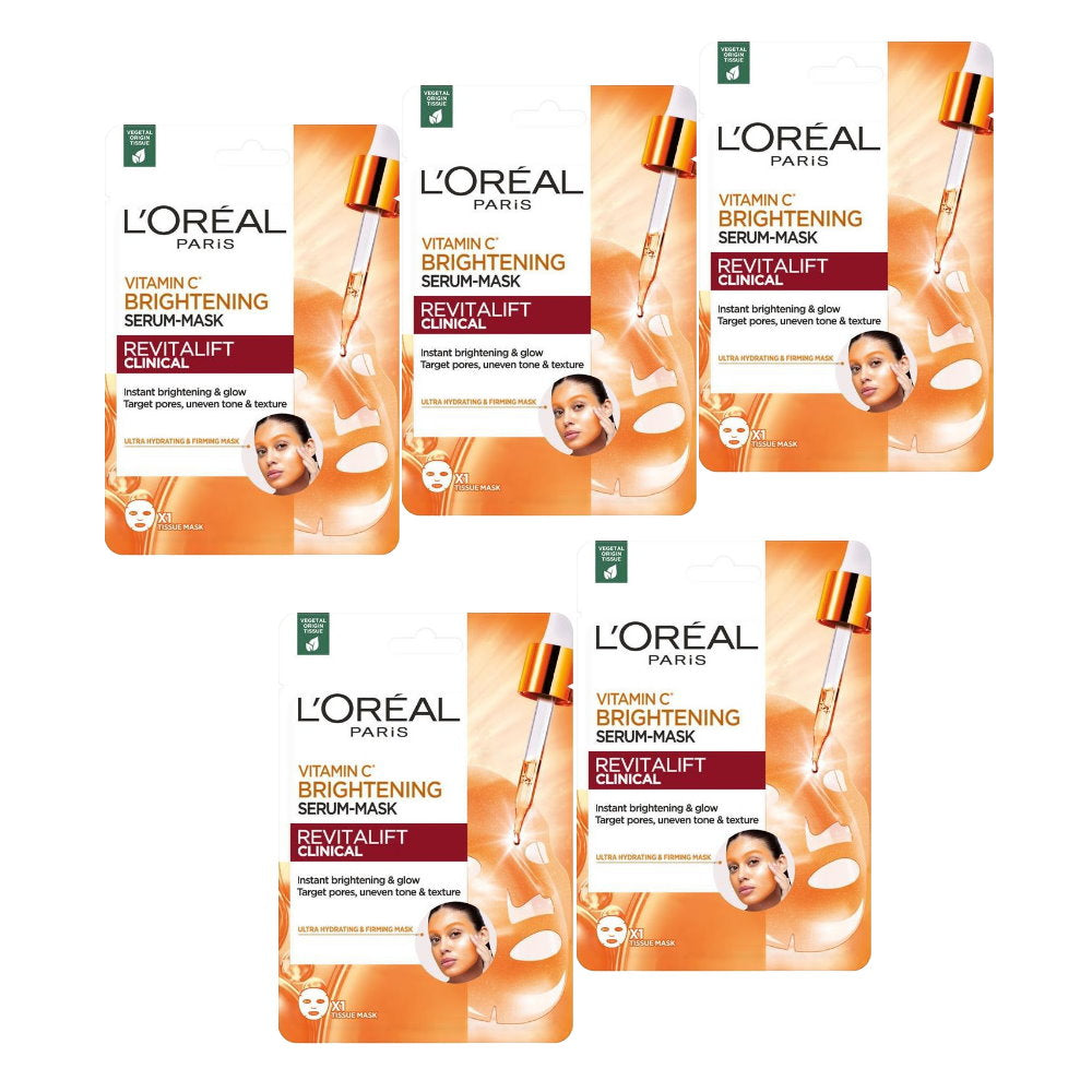5x L'Oreal Paris Revitalift Clinical Vitamin C Brightening Serum Sheet Mask