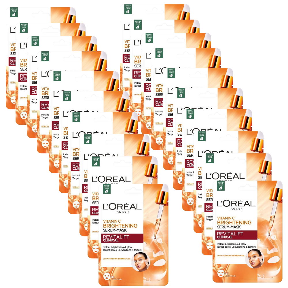 20x L'Oreal Paris Revitalift Clinical Vitamin C Brightening Serum Sheet Mask