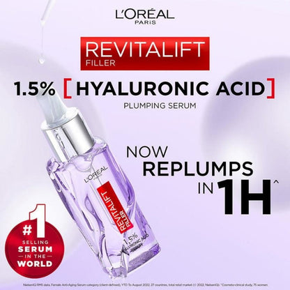 3x L'Oreal Paris Revitalift Filler Hyaluronic Plumping Serum 15mL