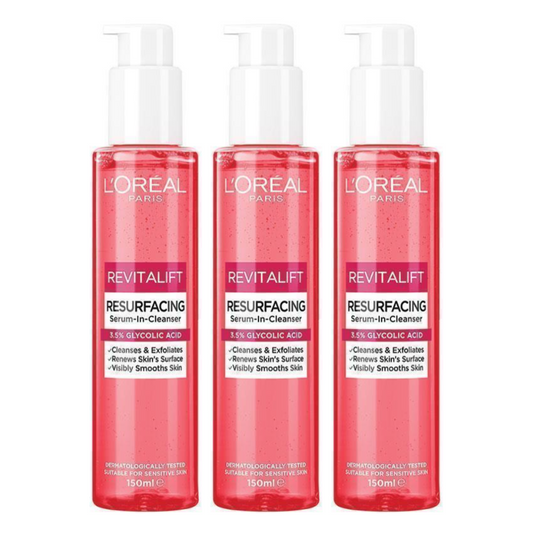 3x L'Oreal Paris Revitalift Resurfacing Serum in Cleanser 150ml