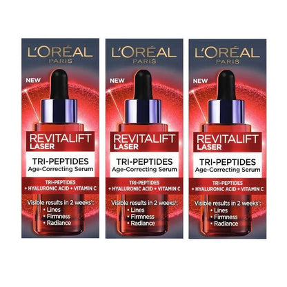 3x L'Oreal Paris Revitalift Tri-Peptides Laser Serum 50ml