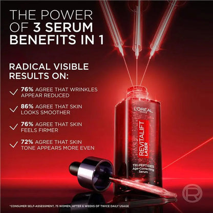 3x L'Oreal Paris Revitalift Tri-Peptides Laser Serum 50ml