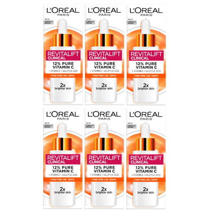 6x L'Oreal Paris Revitalift Vitamin C Serum 30mL