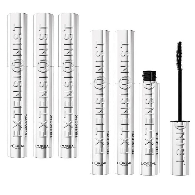6x L'Oreal Paris Telescopic Extensionist Lengthening Mascara Black 9.9ml