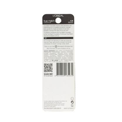 L'Oreal Paris True Match Concealer 6.8ml 4N Beige
