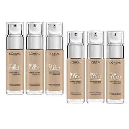6x L'Oreal Paris True Match Liquid Foundation 2.N Neutral