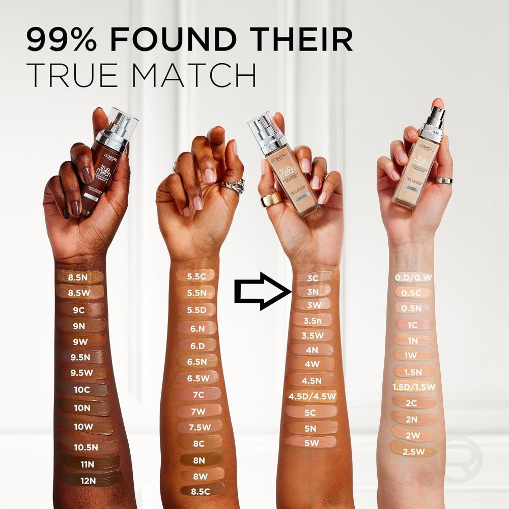 6x L'Oreal Paris True Match Liquid Foundation 3.N Neutral Undertone