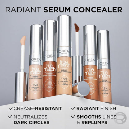 12x L'Oreal Paris True Match Radiant Serum Concealer 11ml 4D Light Medium