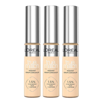 3x L'Oreal Paris True Match Radiant Serum Concealer 11ml 4N Light Medium