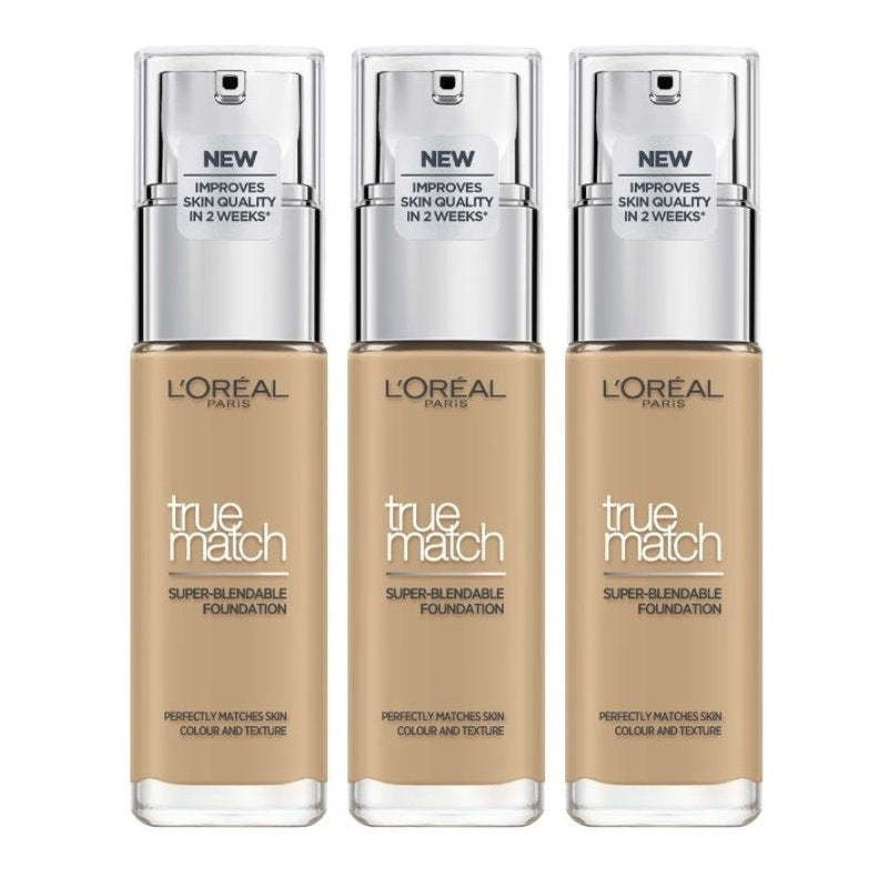 3x L'Oreal Paris True Match Liquid Foundation 3.D/3.W Warm Undertone