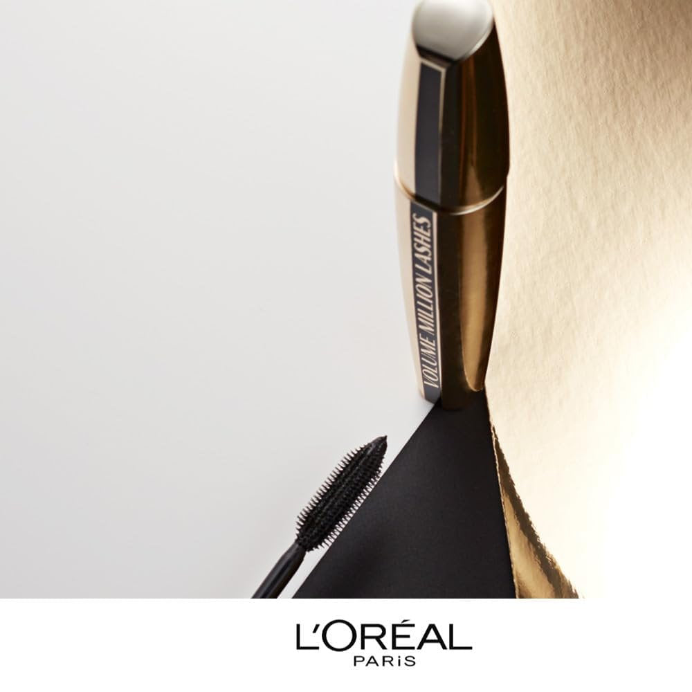 L'Oreal Paris mascara with brush on a white background