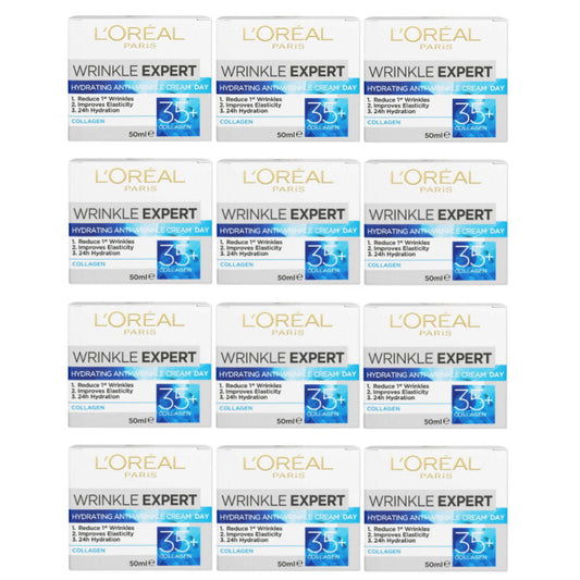 12x L'Oreal Paris Wrinkle Expert Hydrating Collagen Anti Wrinkle Day Cream 35+ 50mL
