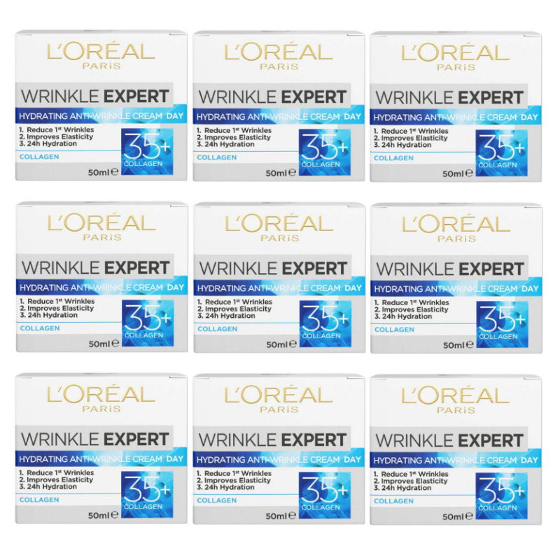 9x L'Oreal Paris Wrinkle Expert Hydrating Collagen Anti Wrinkle Day Cream 35+ 50mL