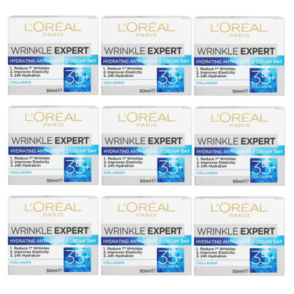9x L'Oreal Paris Wrinkle Expert Hydrating Collagen Anti Wrinkle Day Cream 35+ 50mL