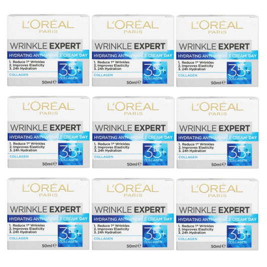 9x L'Oreal Paris Wrinkle Expert Hydrating Collagen Anti Wrinkle Day Cream 35+ 50mL