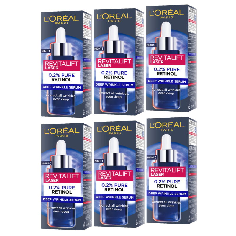 6x L'Oreal Revitalift Laser Pure Retinol Night Serum 30ml