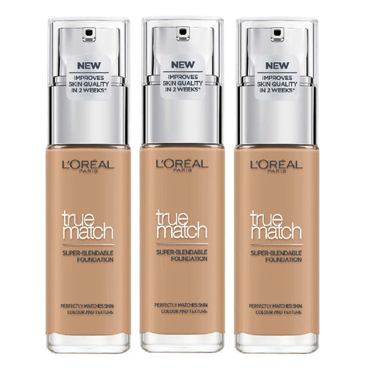 3x L'Oreal Paris True Match Liquid Foundation 30ml 4.5.N Neutral Undertone
