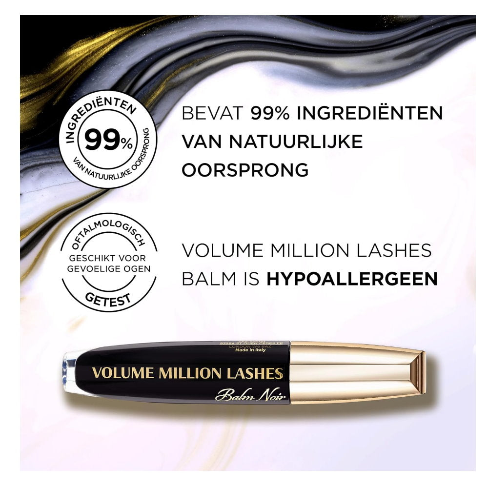 3x L'Oreal Paris Volume Million Lashes Mascara Balm Noir Black 9ml