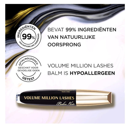 3x L'Oreal Paris Volume Million Lashes Mascara Balm Noir Black 9ml