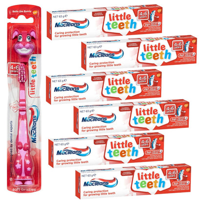 7pk Macleans Little Teeth Bunny Toothbrush plus Toothpaste 4-6 years