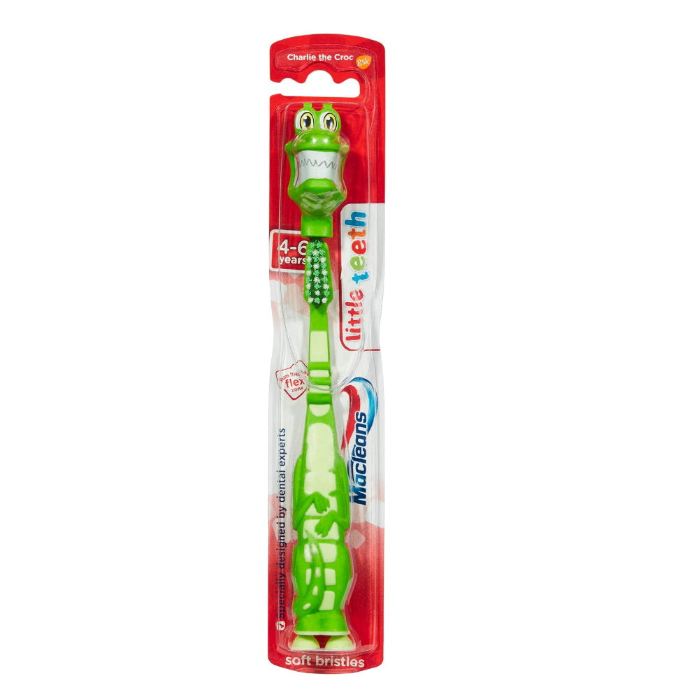 7pk Macleans Little Teeth Croc Toothbrush plus Toothpaste 4-6 years