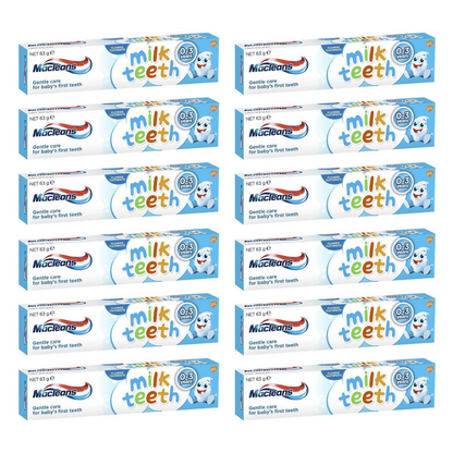 12x Macleans Milk Teeth Toothpaste 0-3 years 63g