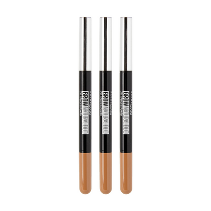 3x Maybelline Brow Natural Duo 2 in 1 Pencil and Powder Light Brown