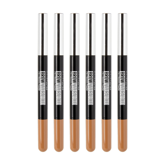 6x Maybelline Brow Natural Duo 2 in 1 Pencil and Powder Light Brown