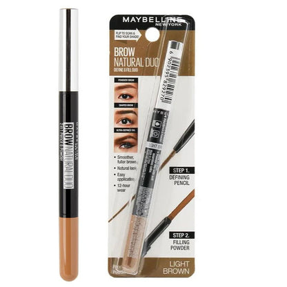 4x Maybelline Brow Natural Duo Define & Fill Duo Light Brown (Carded)