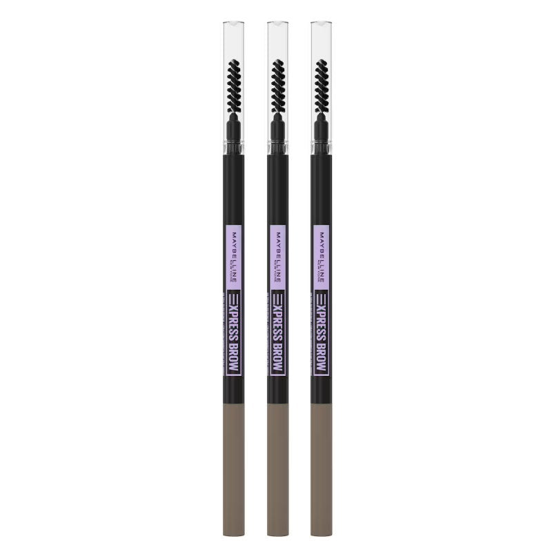 3x Maybelline Brow Ultra Slim Eyebrow Pencil 02 Soft Brown