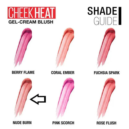 3x Maybelline Cheek Heat Sheer Gel Cream Blush 8ml 15 Nude Burn
