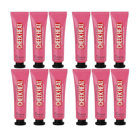 12x Maybelline Cheek Heat Sheer Gel Cream Blush 8ml 20 Rose Flush