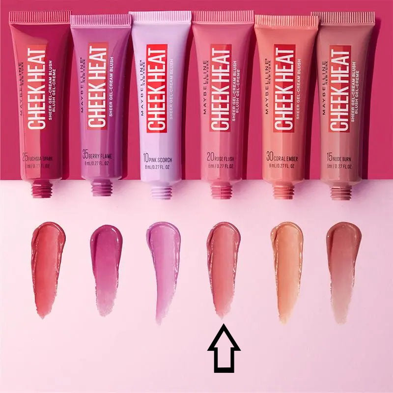 12x Maybelline Cheek Heat Sheer Gel Cream Blush 8ml 20 Rose Flush