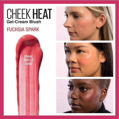 12x Maybelline Cheek Heat Sheer Gel Cream Blush 8ml 25 Fuchsia Spark