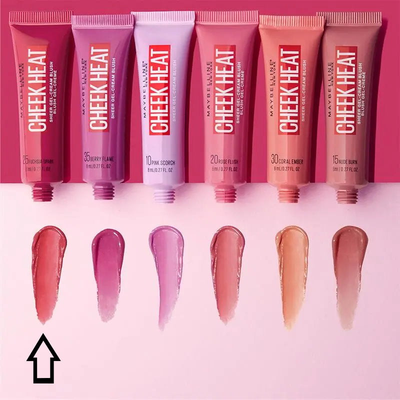 6x Maybelline Cheek Heat Sheer Gel Cream Blush 8ml 25 Fuchsia Spark