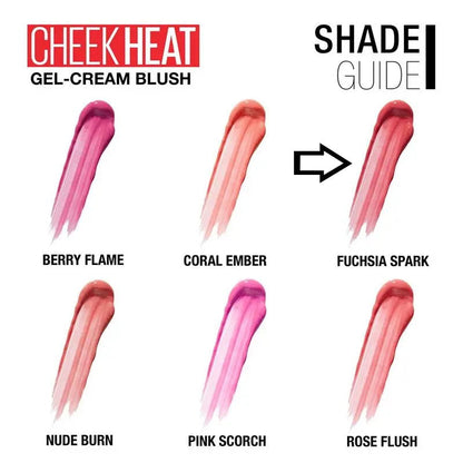 6x Maybelline Cheek Heat Sheer Gel Cream Blush 8ml 25 Fuchsia Spark