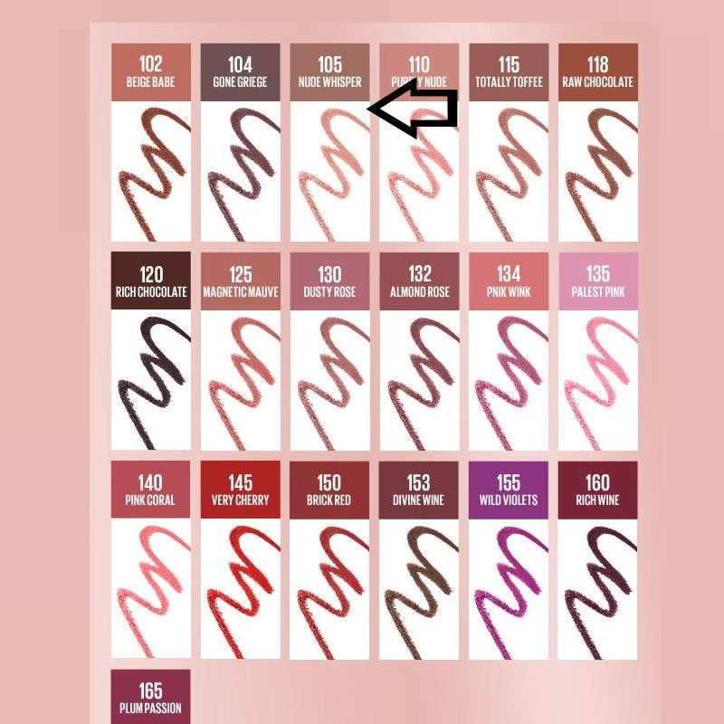 6x Maybelline Color Sensational Shaping Lip Liner - 105 Nude Whisper