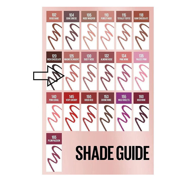 6x Maybelline Color Sensational Shaping Lip Liner - 125 Magnetic Mauve