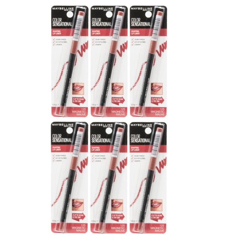 6x Maybelline Color Sensational Shaping Lip Liner - 125 Magnetic Mauve