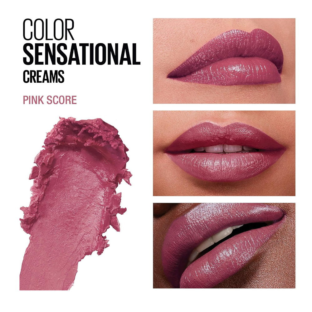 2pk SET Maybelline Color Sensational Creams Lipstick 244 Pink Score + Sky High Mascara 01 Very Black